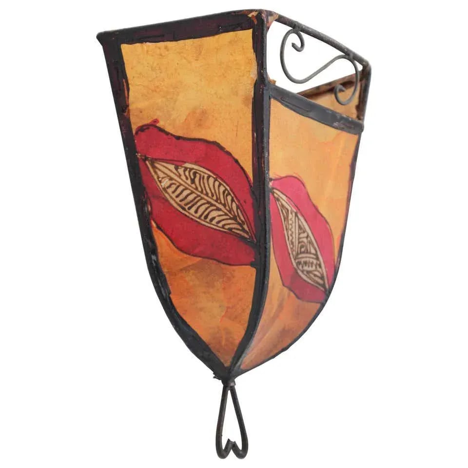 Parchment Moroccan African Art Wall Curved Sconce - 1 - 9