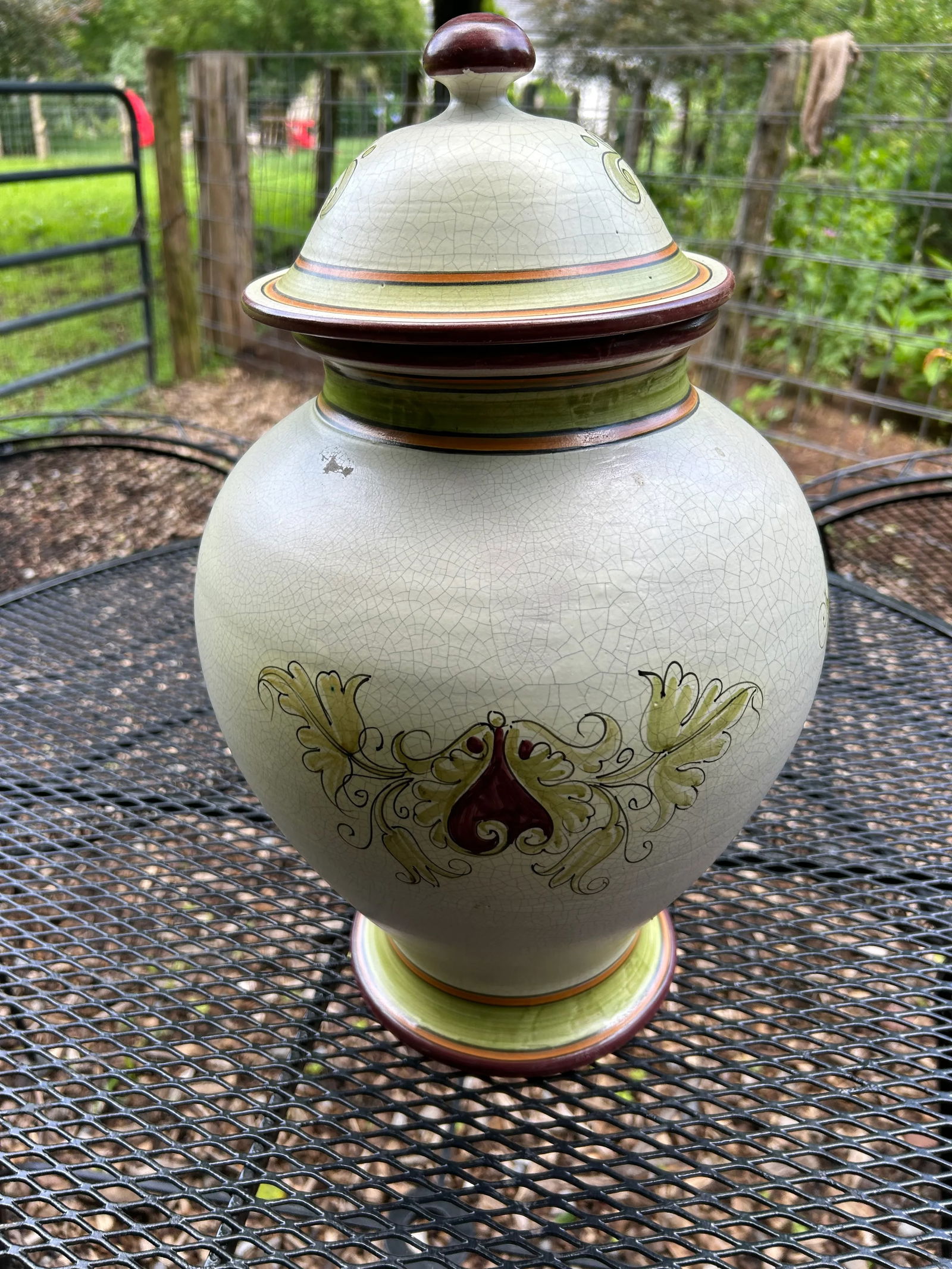 Calabrian Italian Ceramic Lidded Urn With Cherub - 10