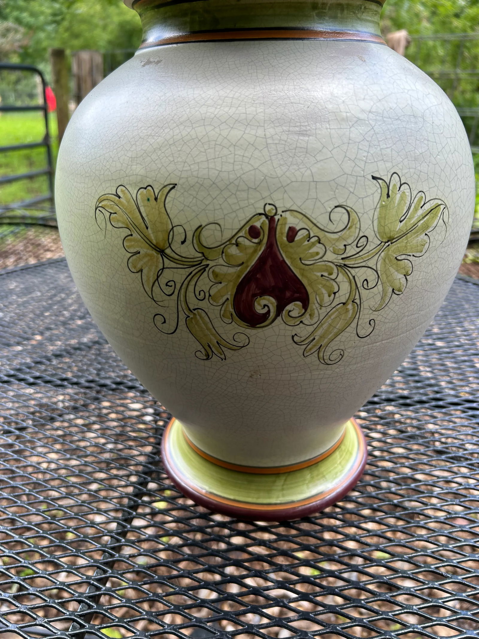 Calabrian Italian Ceramic Lidded Urn With Cherub - 11