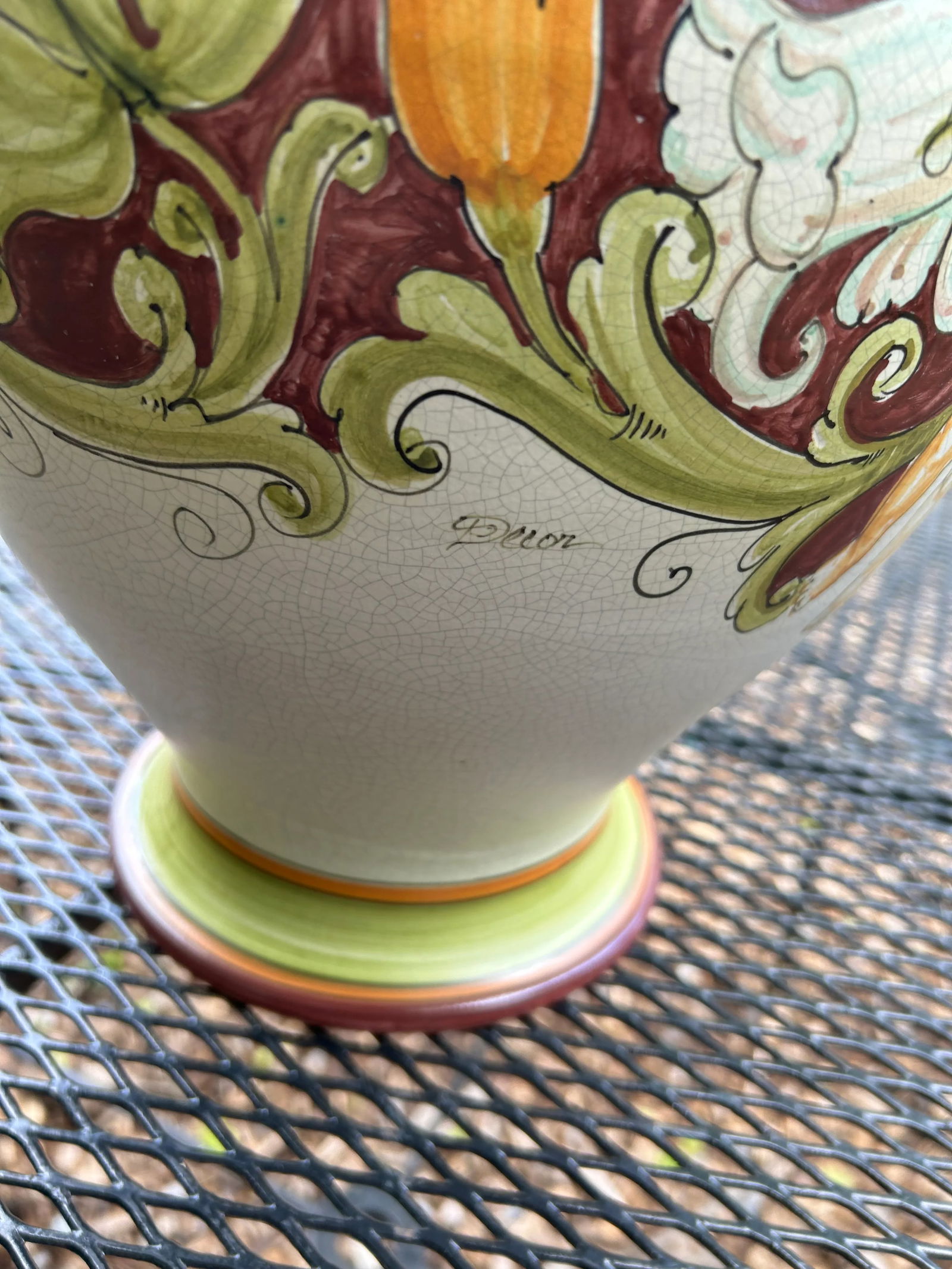 Calabrian Italian Ceramic Lidded Urn With Cherub - 4