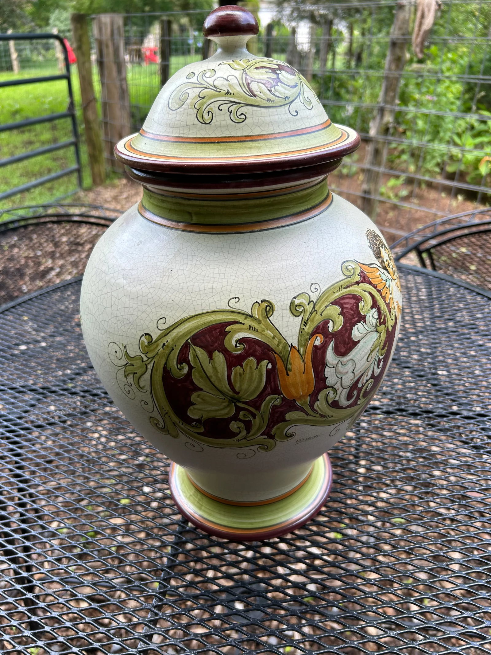 Calabrian Italian Ceramic Lidded Urn With Cherub - 6