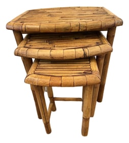 Vintage Bamboo Nesting Tables -Set of 3