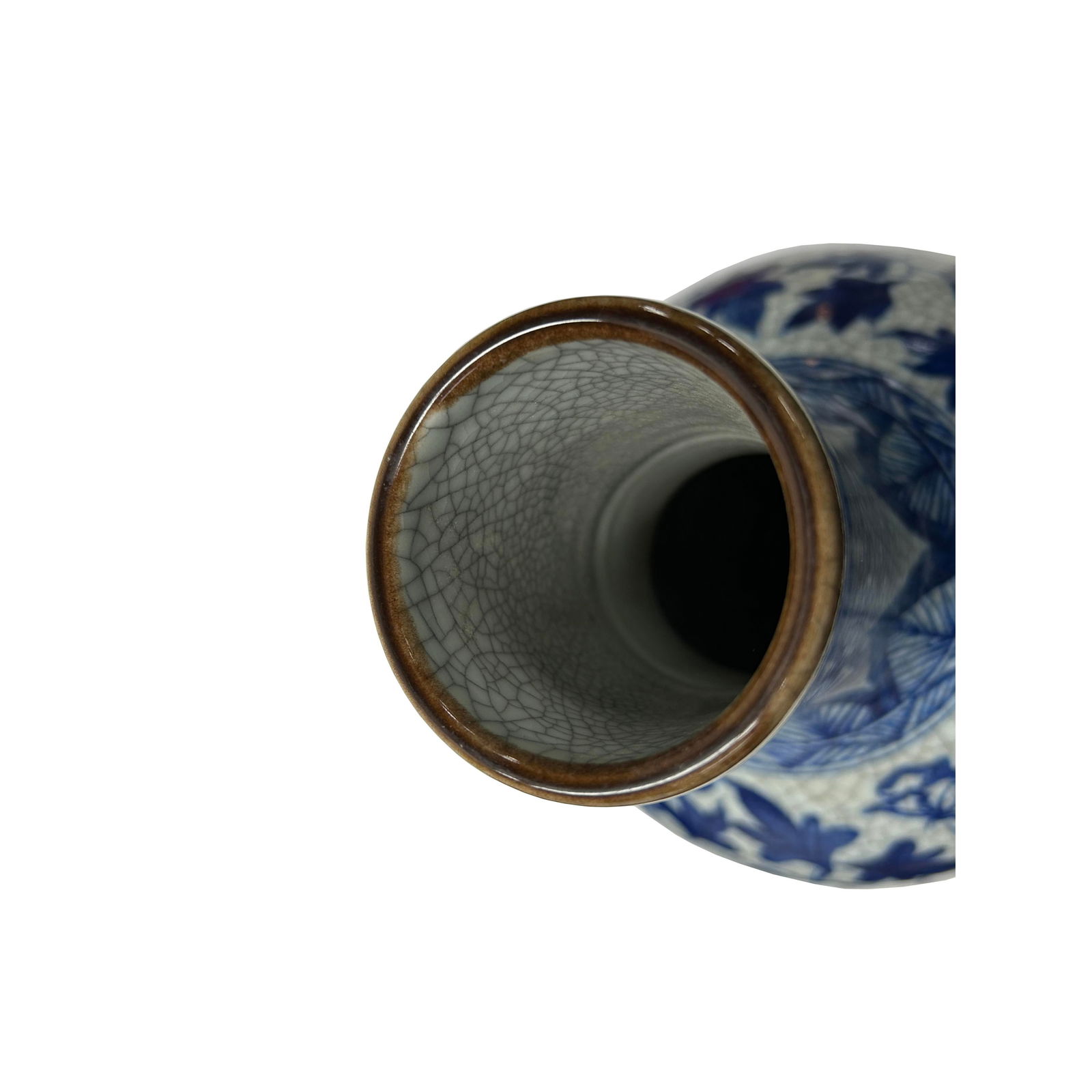 Oriental Blue White Crackle Base Phoenix Porcelain Art Vase - 8