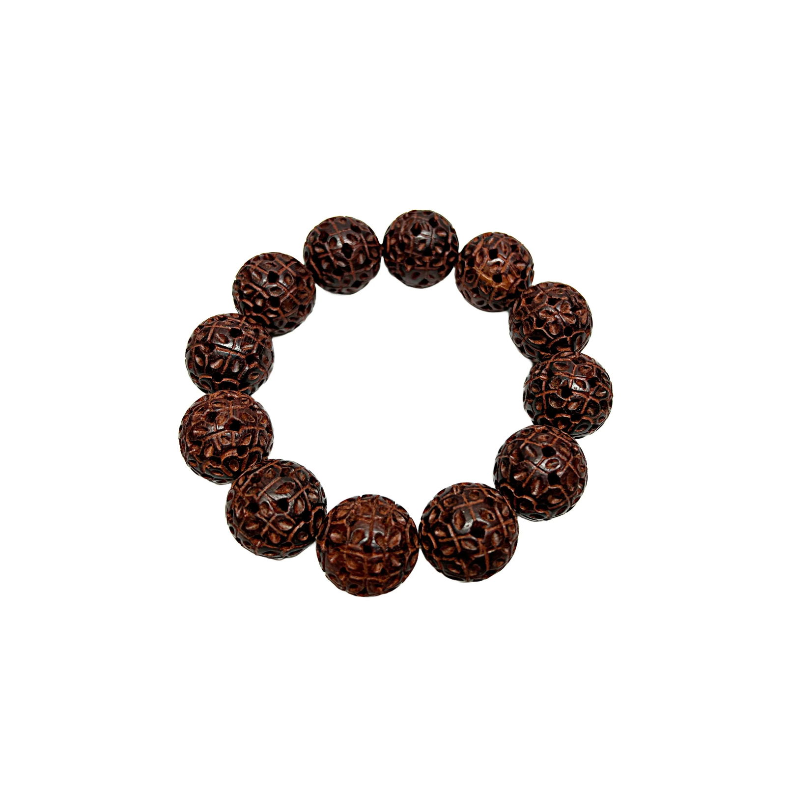 Chinese Zitan Rosewood Carved Beads Hand Rosary Praying Bracelet - 2