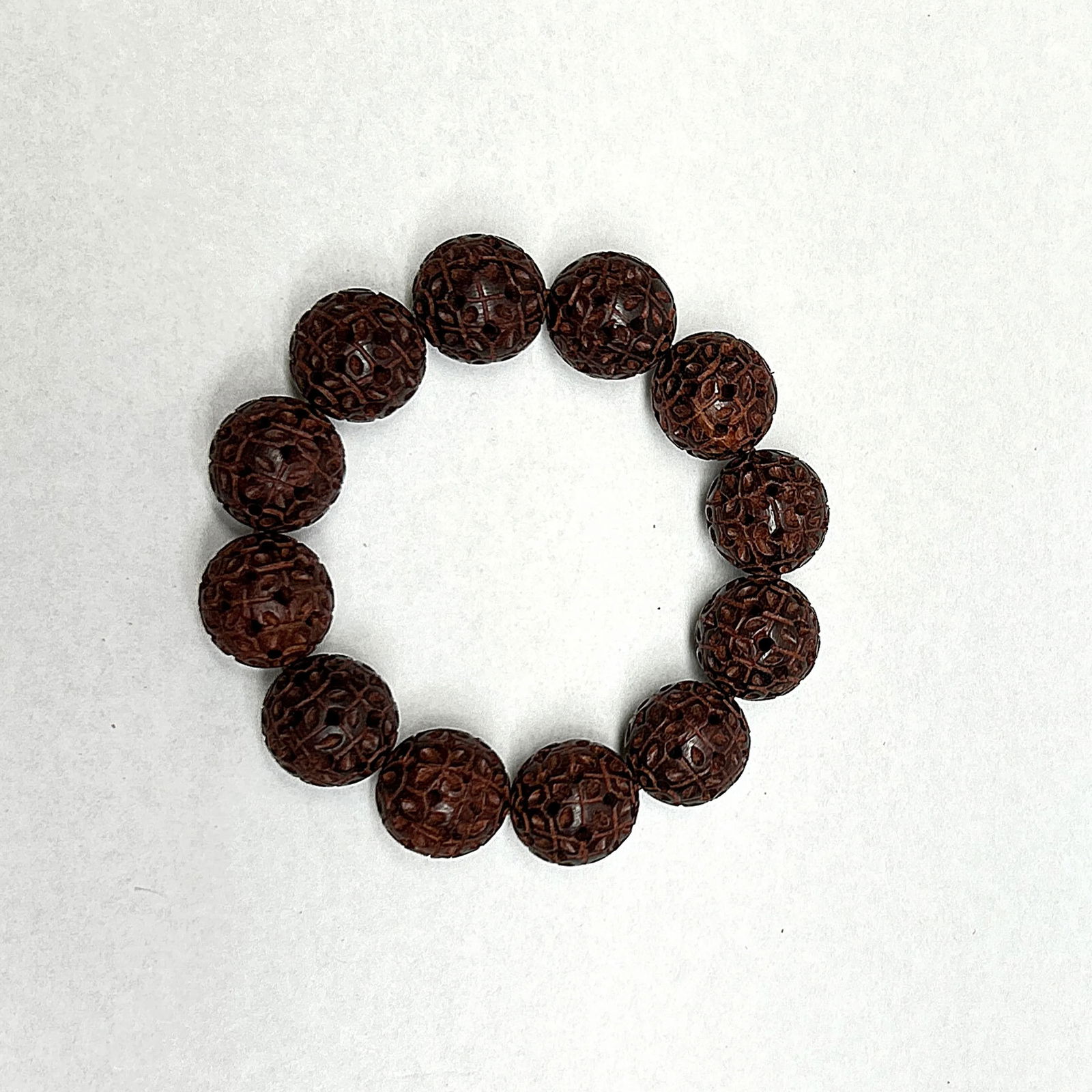 Chinese Zitan Rosewood Carved Beads Hand Rosary Praying Bracelet - 6
