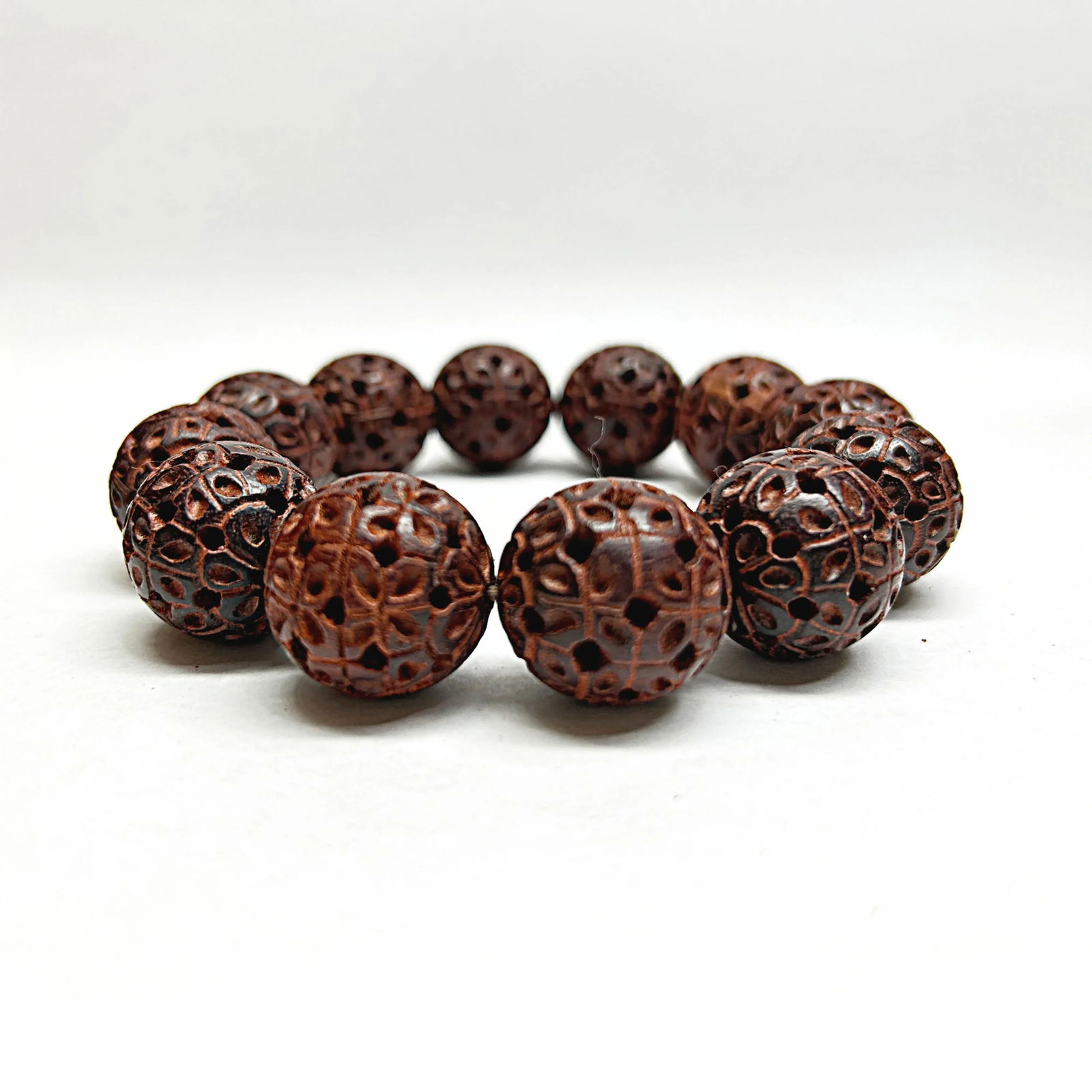 Chinese Zitan Rosewood Carved Beads Hand Rosary Praying Bracelet - 8