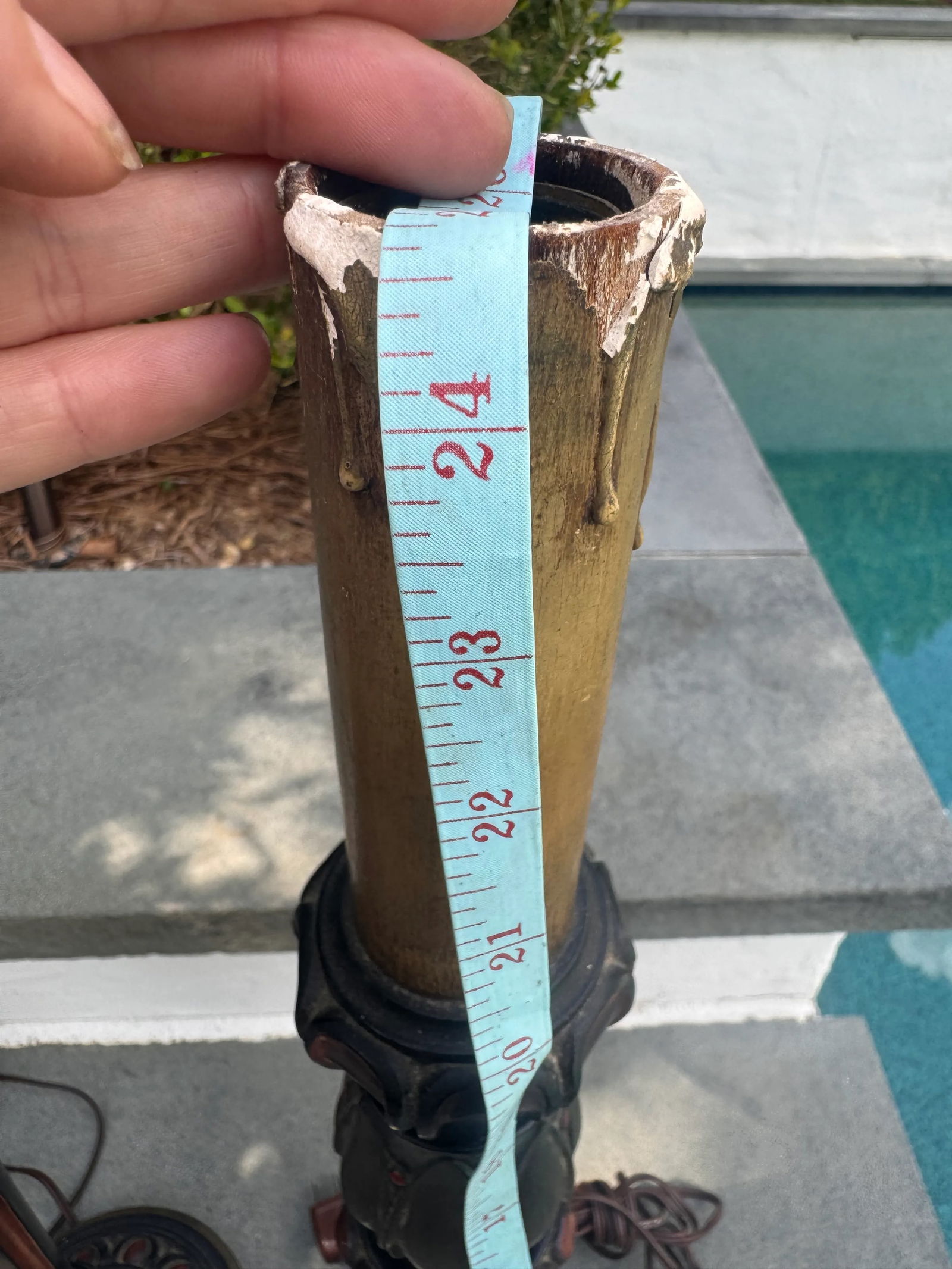 Pair of Antique Wooden Electrified Candlestick Lamps - 11