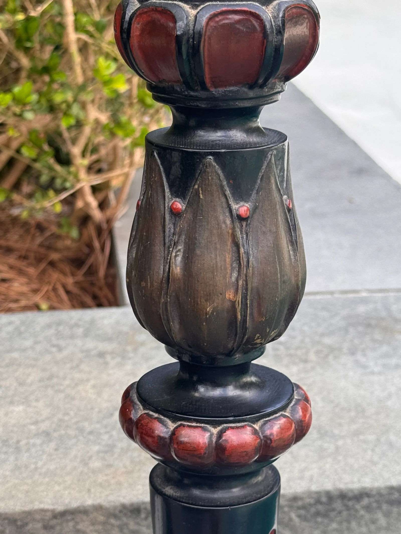 Pair of Antique Wooden Electrified Candlestick Lamps - 7