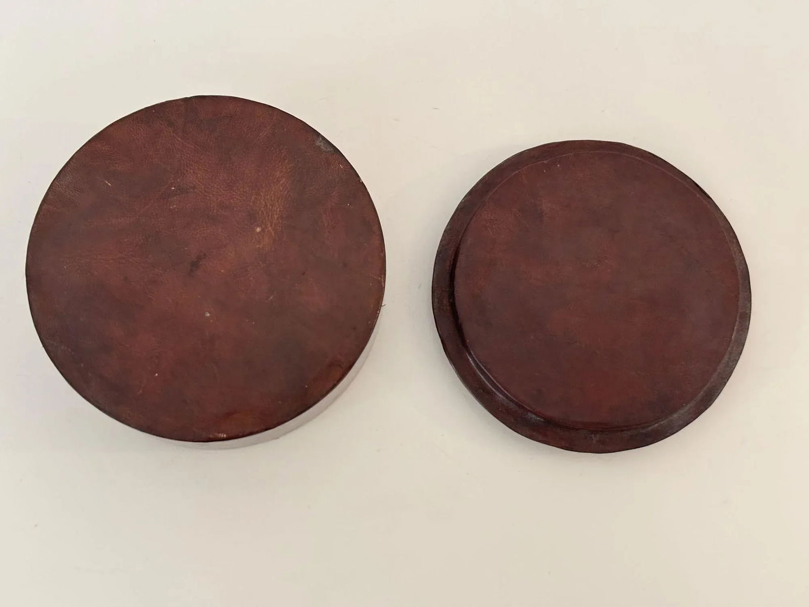 Vintage Round Ethnic Hand-Tooled Tuareg Leather Box African Folk Art Mauritania - 8