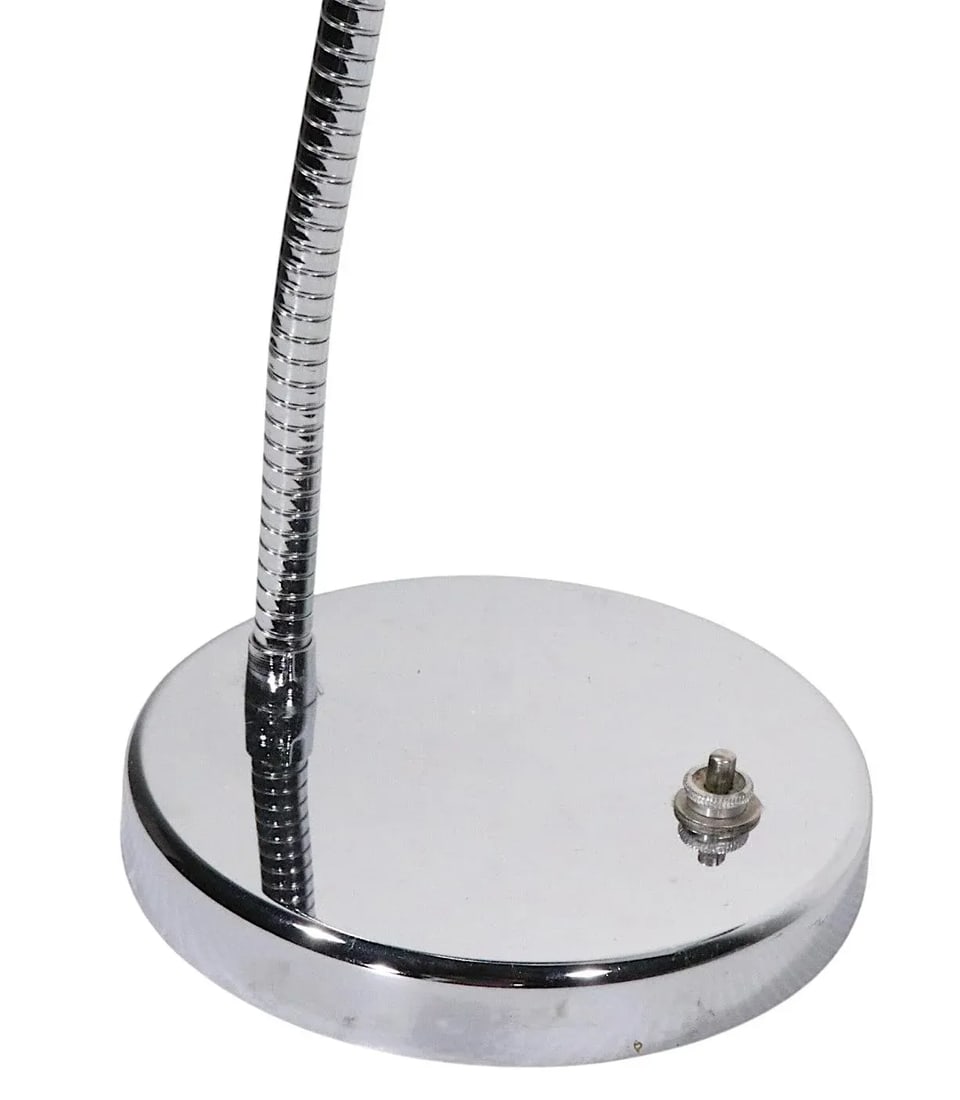 Mod Chrome and White Gooseneck Desk Lamp C. 1970's After Josef Hurka for Napako - 11