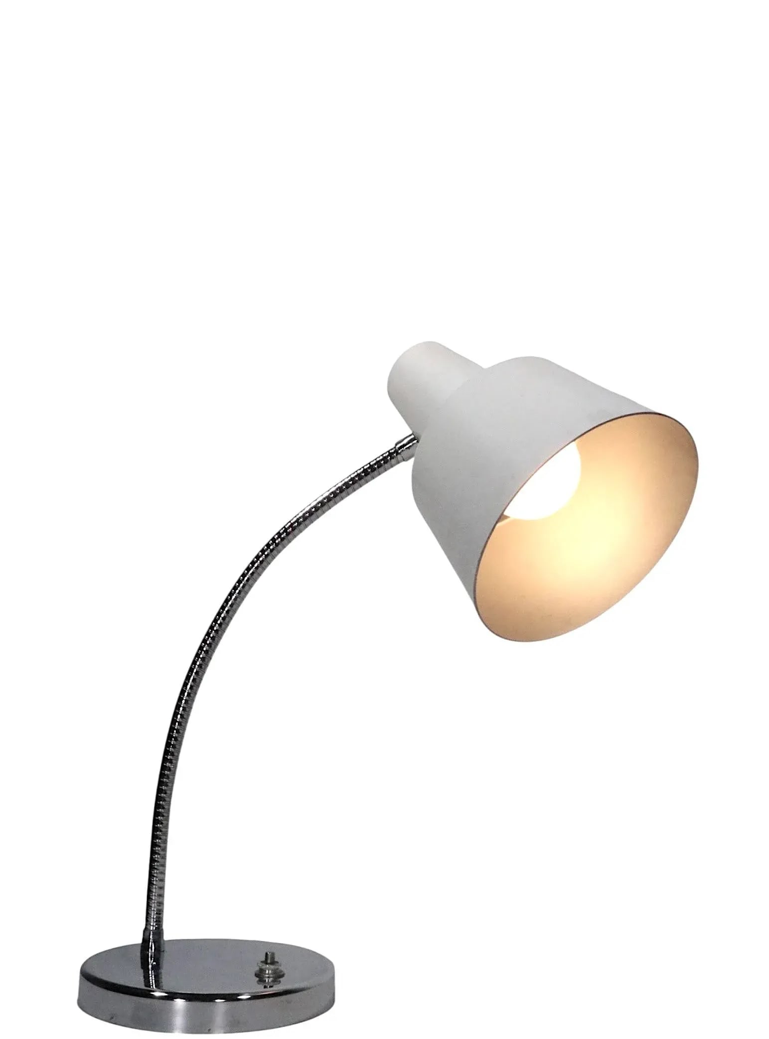 Mod Chrome and White Gooseneck Desk Lamp C. 1970's After Josef Hurka for Napako - 5