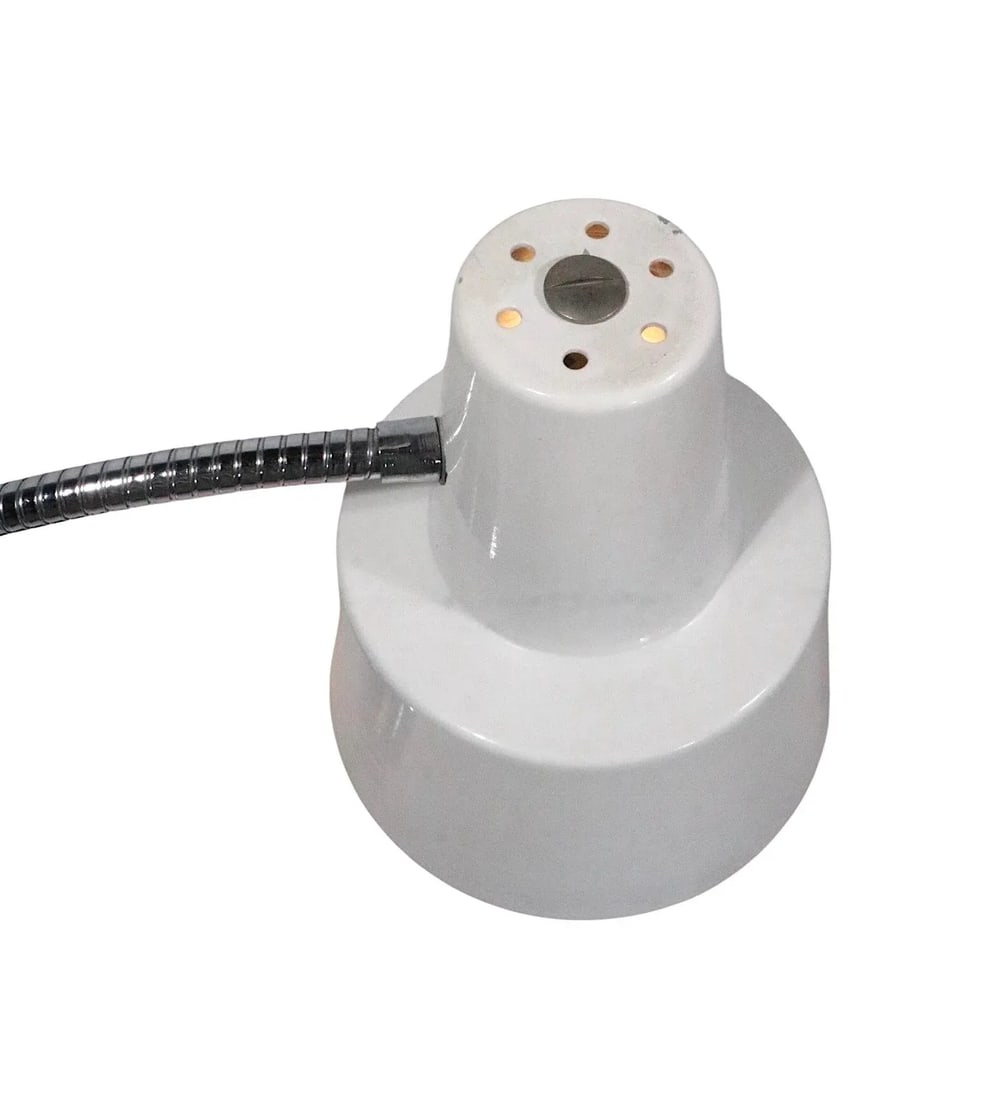 Mod Chrome and White Gooseneck Desk Lamp C. 1970's After Josef Hurka for Napako - 7