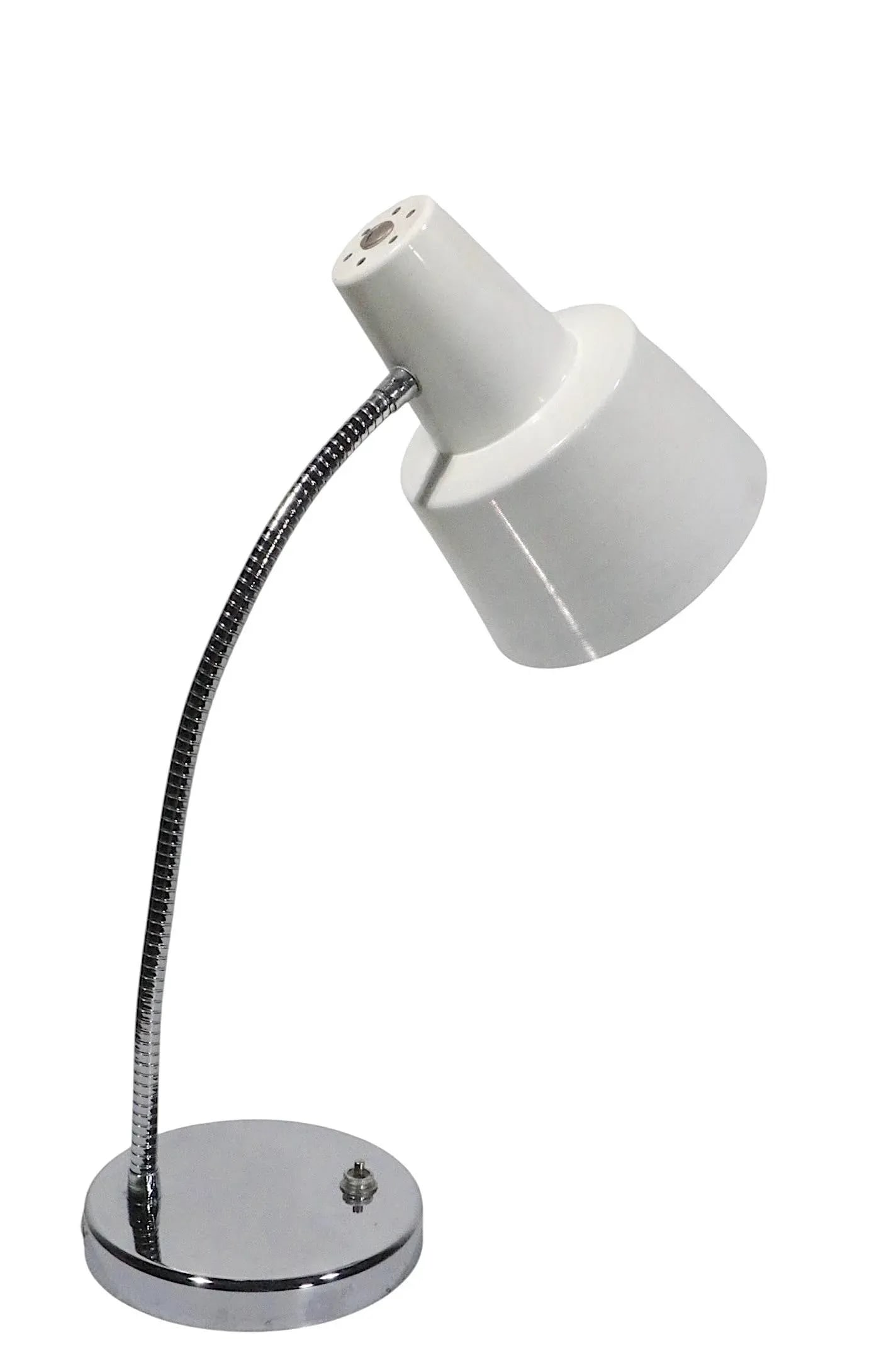 Mod Chrome and White Gooseneck Desk Lamp C. 1970's After Josef Hurka for Napako - 8