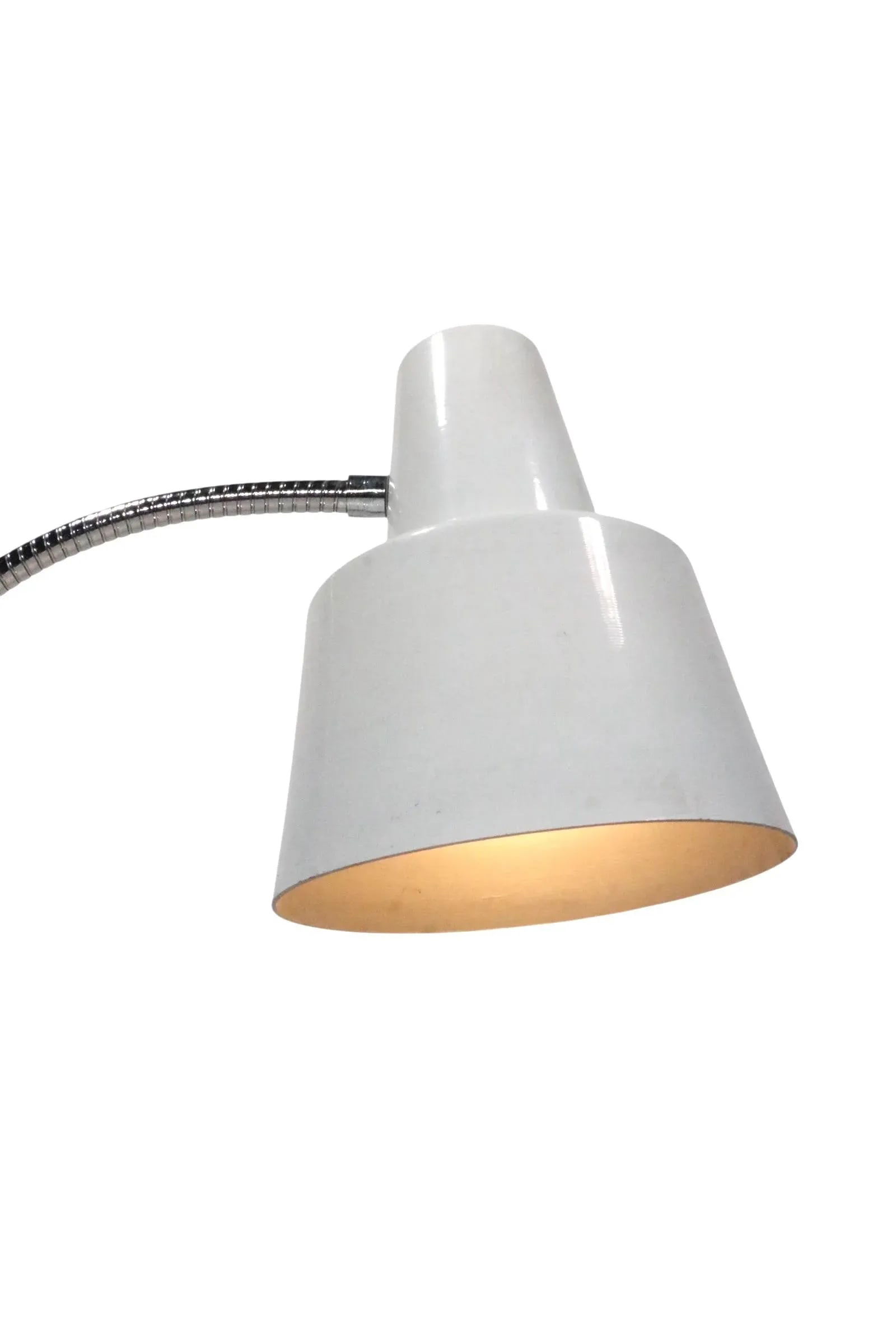 Mod Chrome and White Gooseneck Desk Lamp C. 1970's After Josef Hurka for Napako - 9