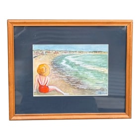 Framed w.c. Vincent Seascape Watercolor Painting