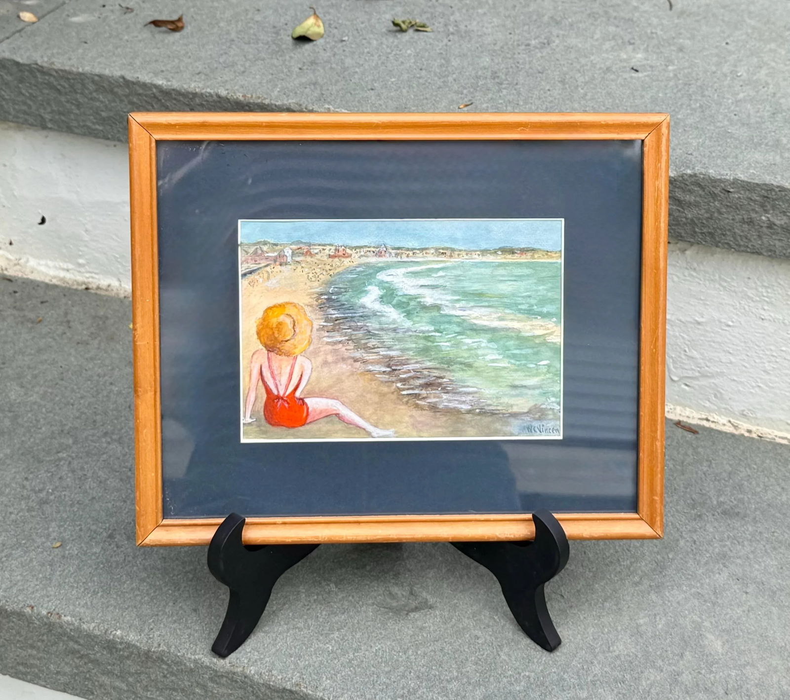 Framed w.c. Vincent Seascape Watercolor Painting - 2