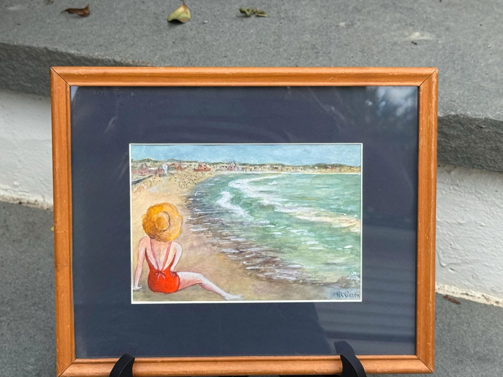 Framed w.c. Vincent Seascape Watercolor Painting - 3