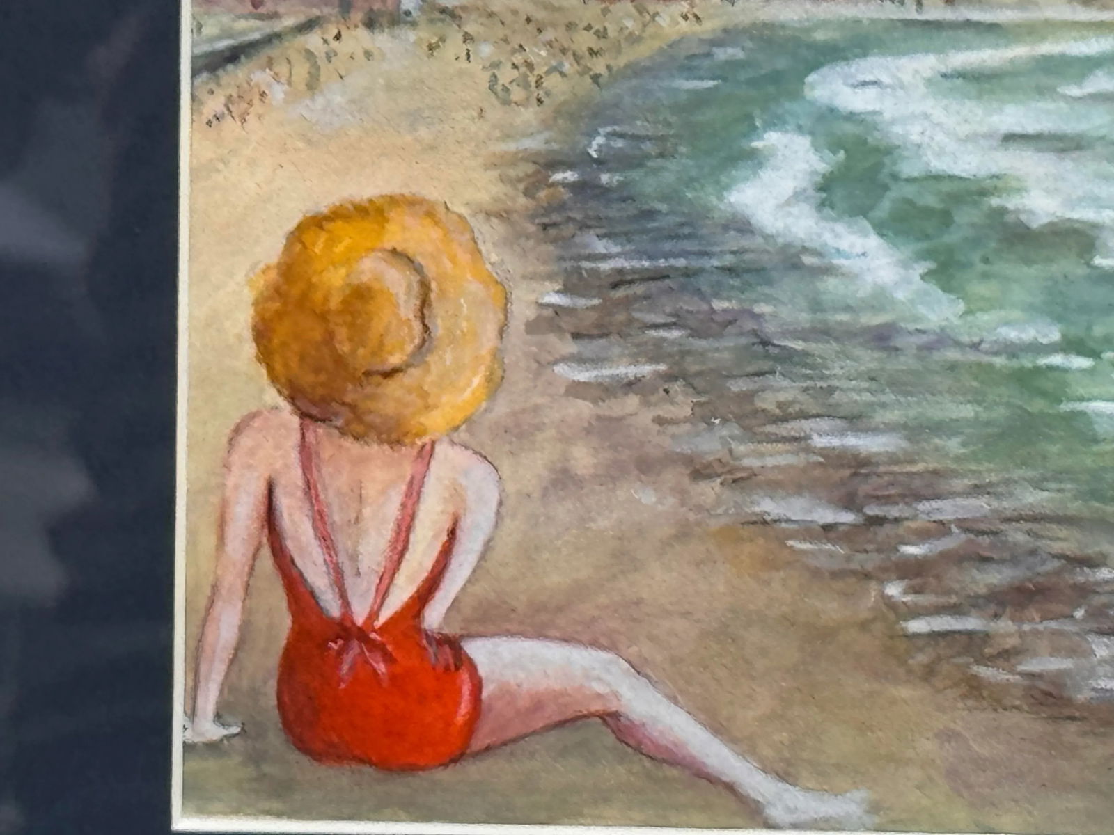 Framed w.c. Vincent Seascape Watercolor Painting - 4