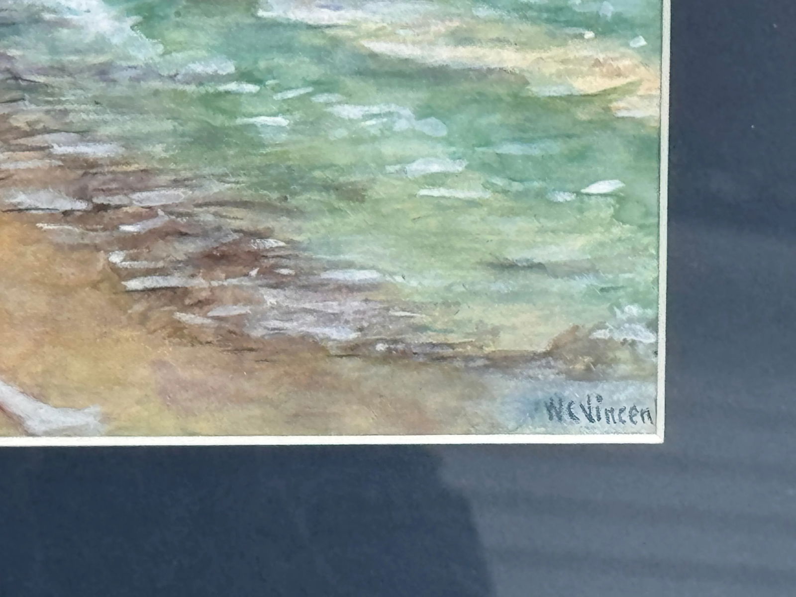 Framed w.c. Vincent Seascape Watercolor Painting - 6