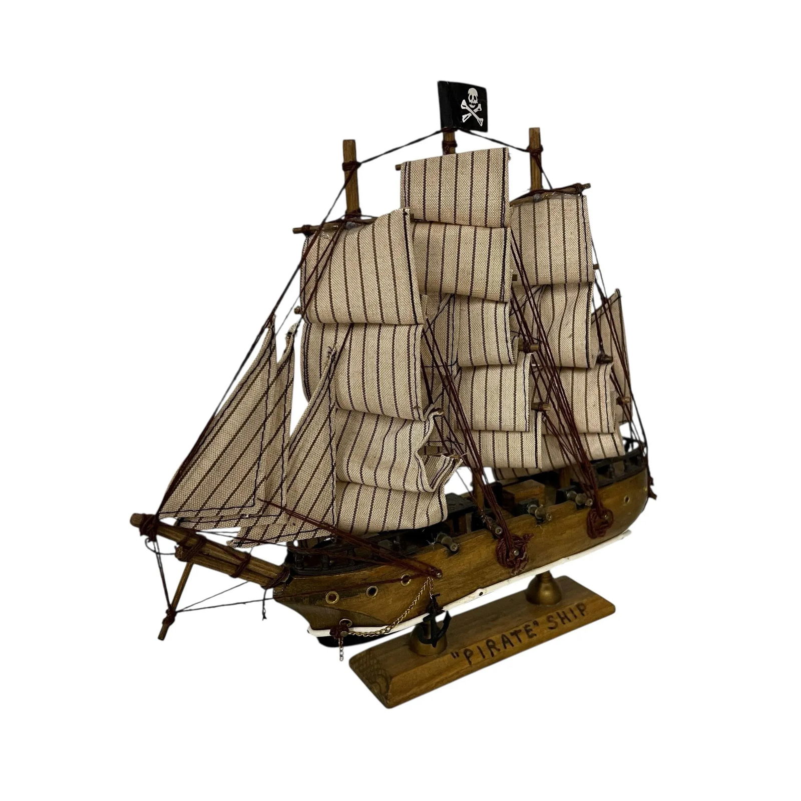 Vintage Wood Model Pirate Ship - 4
