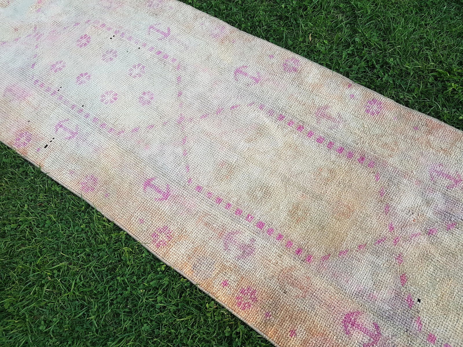 Faded Turkish Herki Runner Rug 2'9" X 15'5" - 10