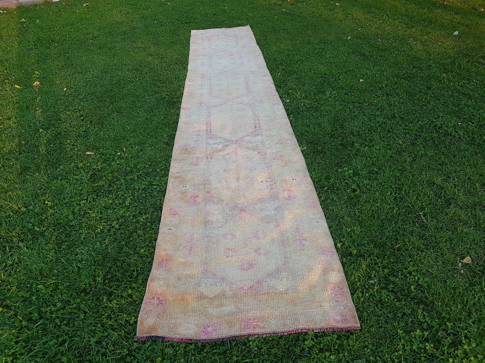 Faded Turkish Herki Runner Rug 2'9" X 15'5" - 2