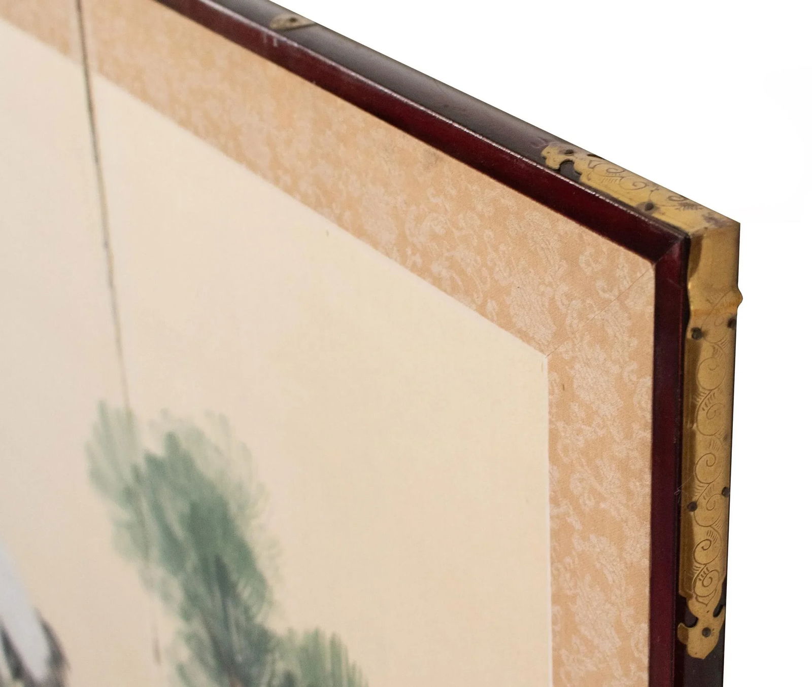 C. 1970s Chinese Painted Folding Screen "Big Old Pine Tree and Two Cranes" - 11