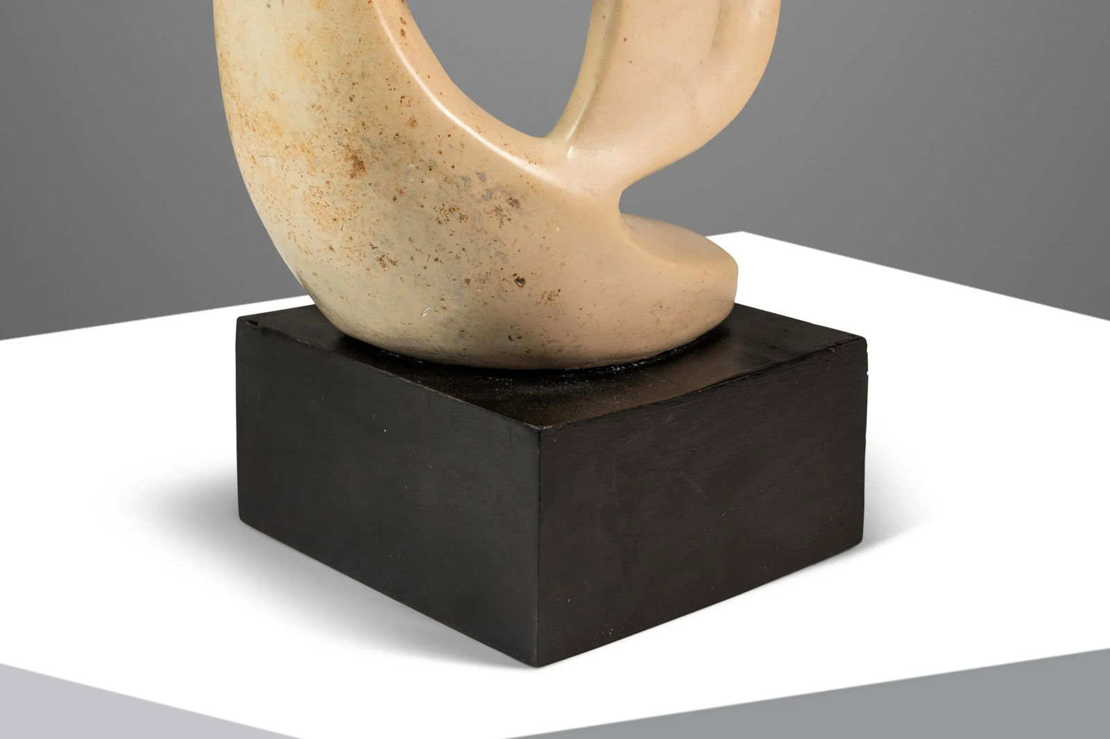 Mid-Century Abstract Modern "Parent & Child" Marble Stone Sculpture W/ Wooden Base, Kenya, C. 1980's - 13