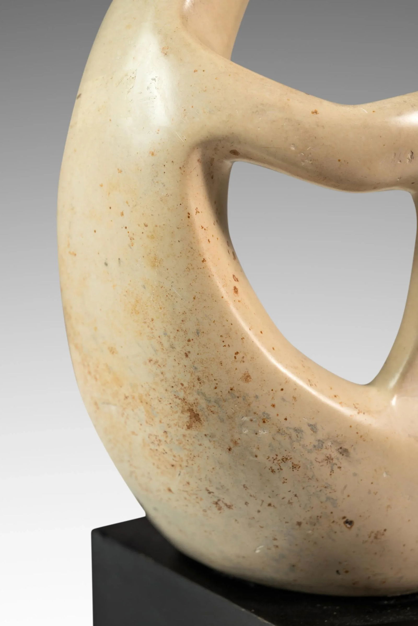 Mid-Century Abstract Modern "Parent & Child" Marble Stone Sculpture W/ Wooden Base, Kenya, C. 1980's - 16