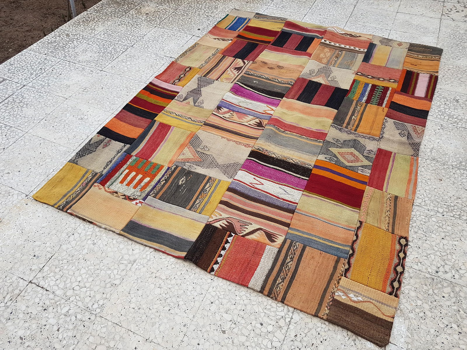 Turkish Kilim Rug - Patchwork Design 4'10" X 6'6" - 3