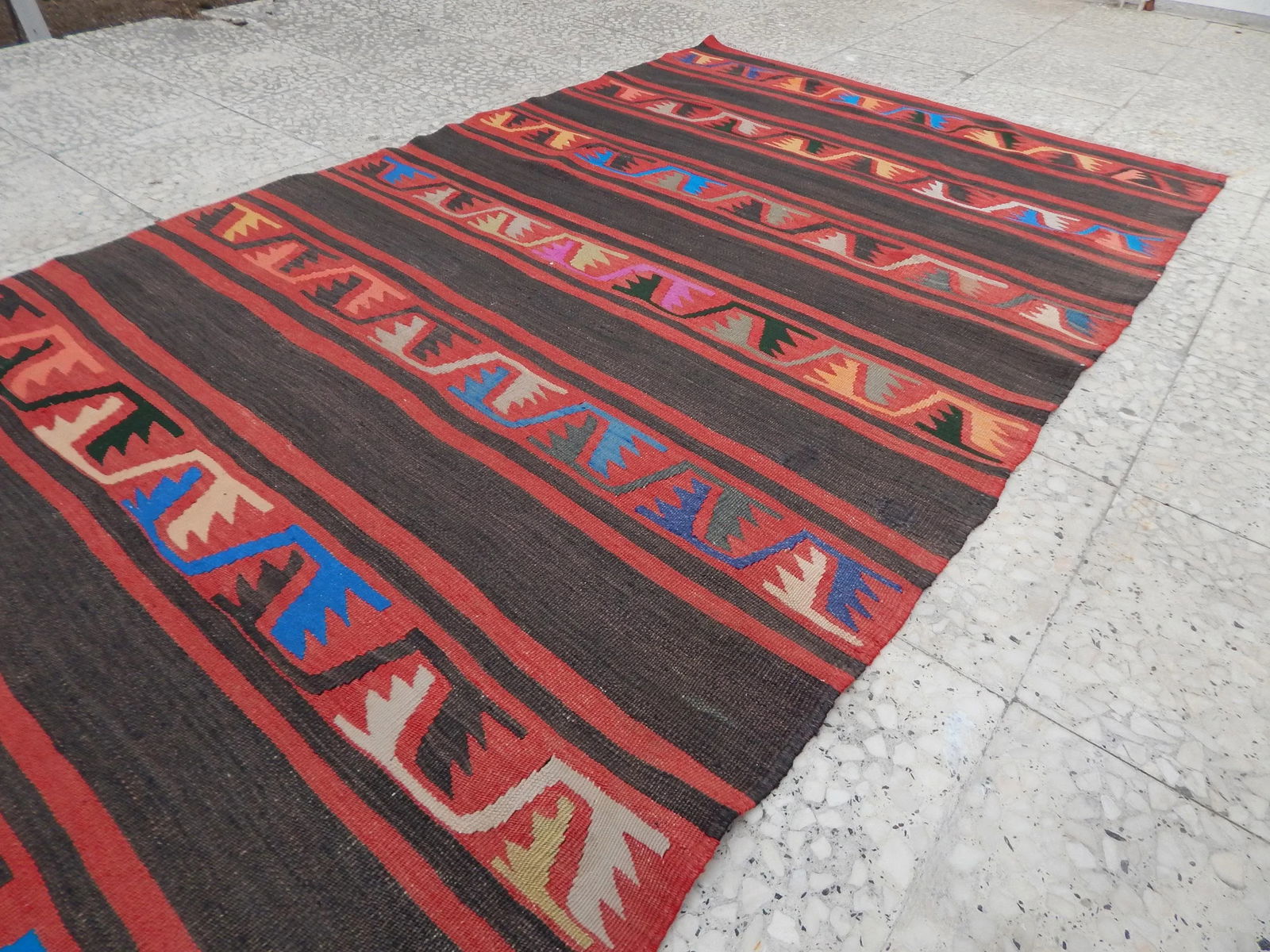 Vintage Striped Turkish Kilim Rug Runner 3'6" X 9'6" - 10