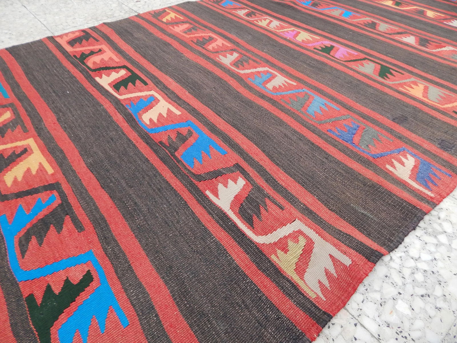 Vintage Striped Turkish Kilim Rug Runner 3'6" X 9'6" - 11