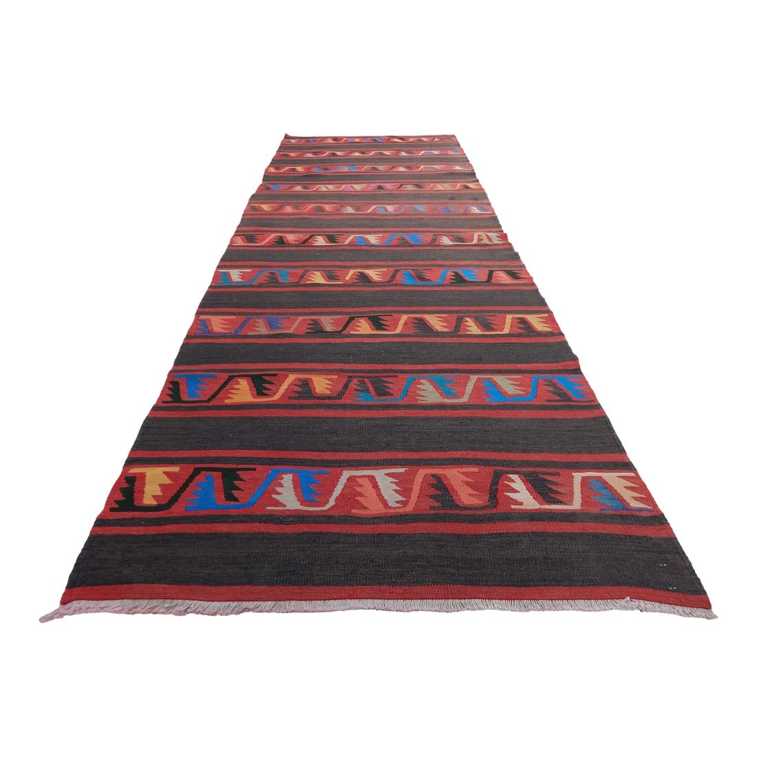 Vintage Striped Turkish Kilim Rug Runner 3'6" X 9'6" (1 of 12)