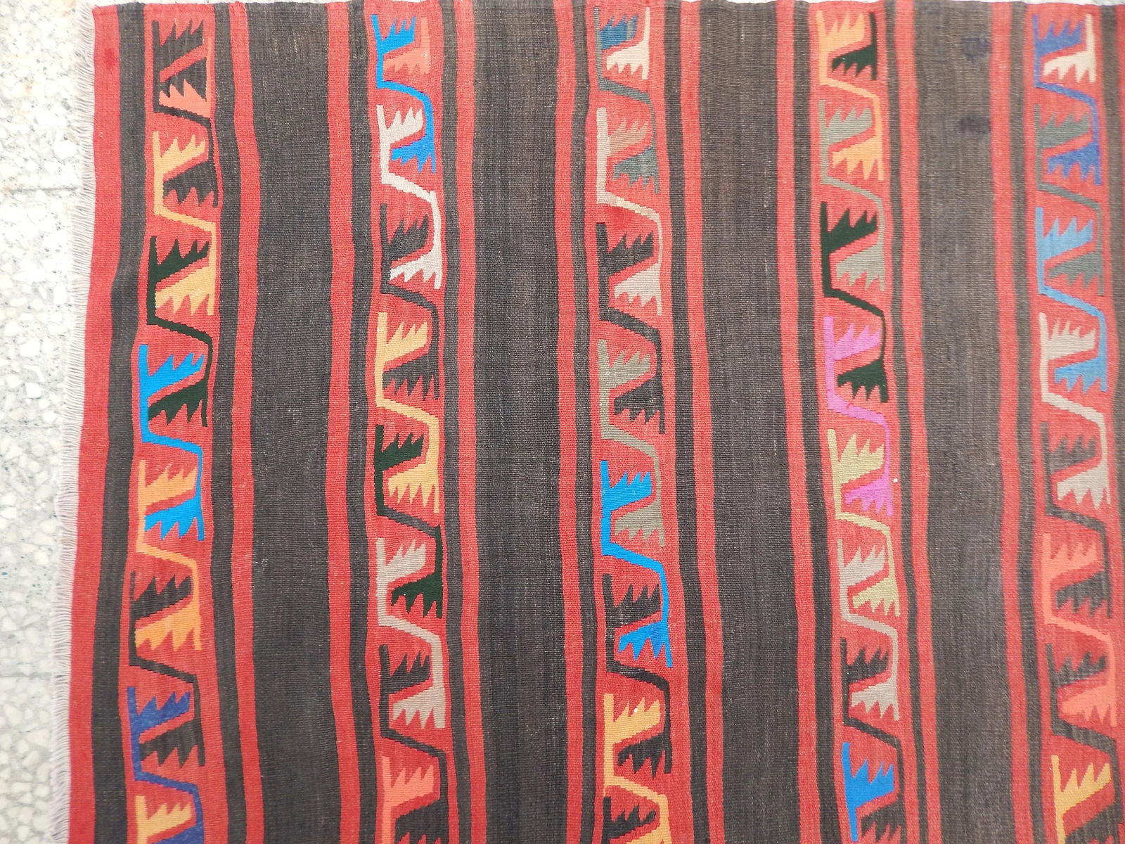 Vintage Striped Turkish Kilim Rug Runner 3'6" X 9'6" - 4