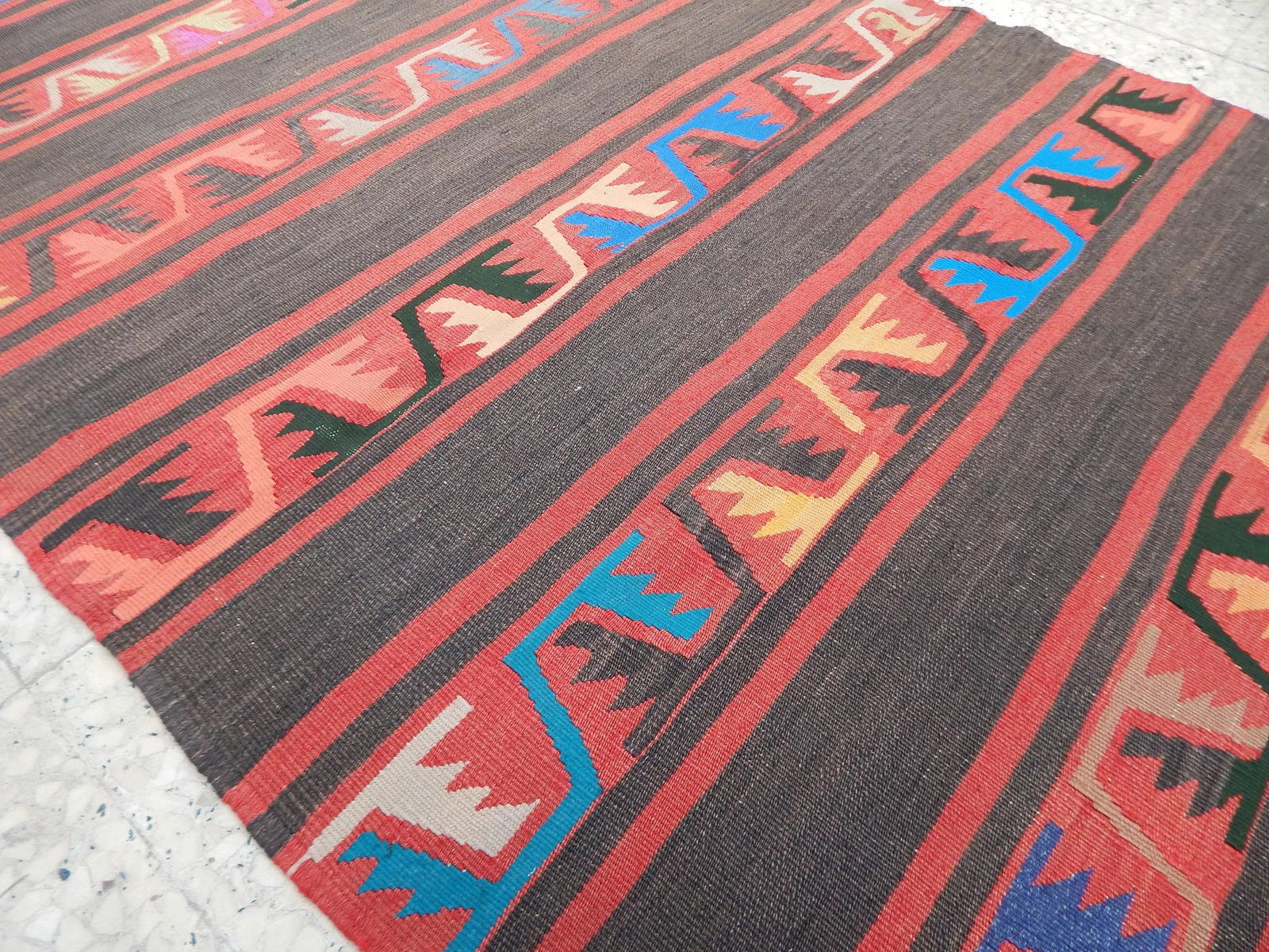 Vintage Striped Turkish Kilim Rug Runner 3'6" X 9'6" - 8