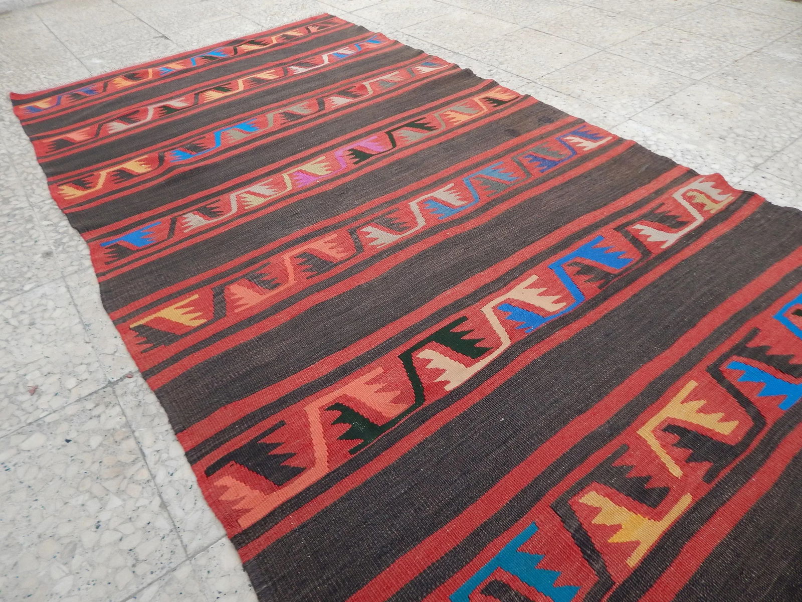 Vintage Striped Turkish Kilim Rug Runner 3'6" X 9'6" - 9