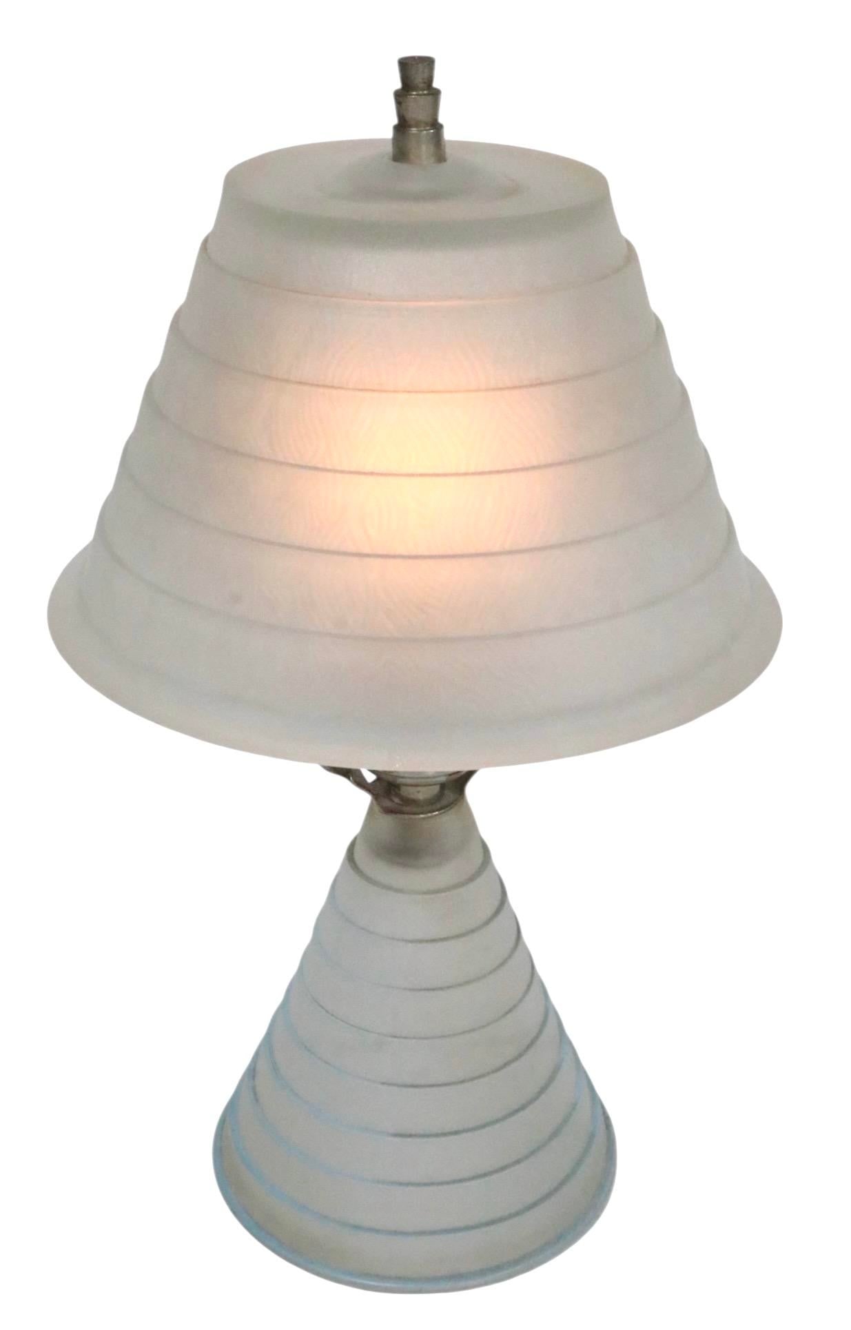 Art Deco Stepped Glass Skyscraper Lamp C. 1930's - 2