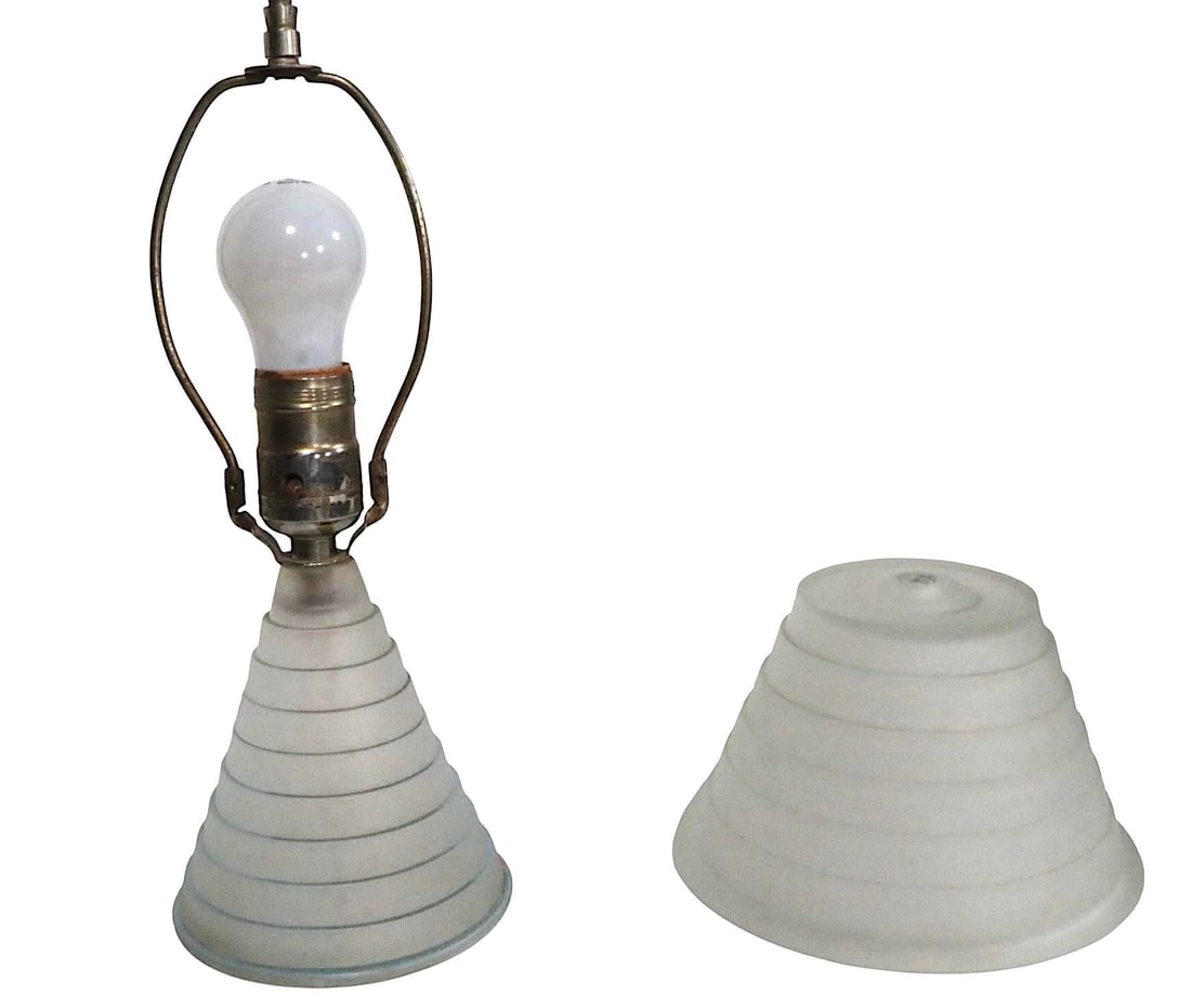 Art Deco Stepped Glass Skyscraper Lamp C. 1930's - 6