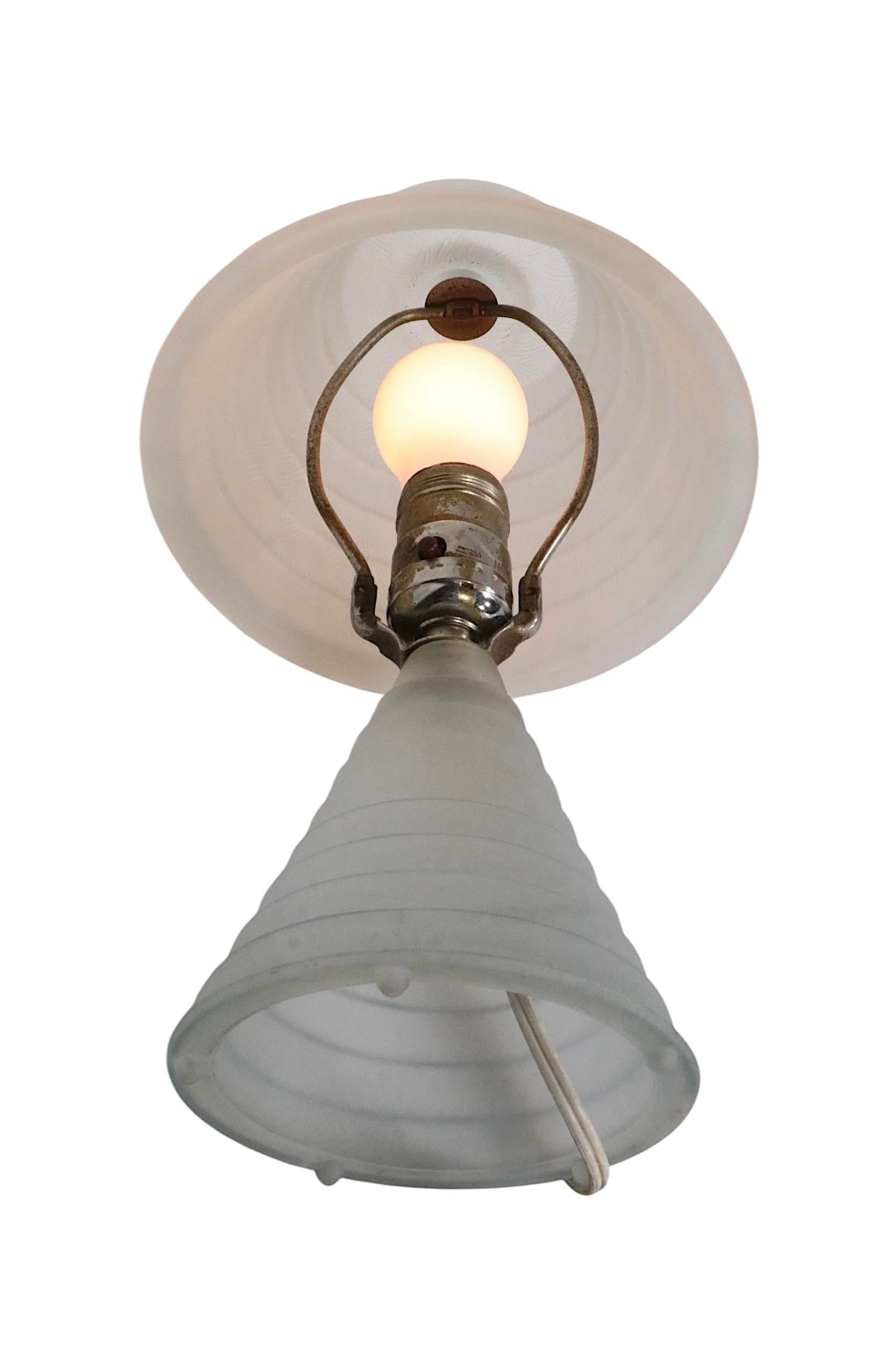 Art Deco Stepped Glass Skyscraper Lamp C. 1930's - 7