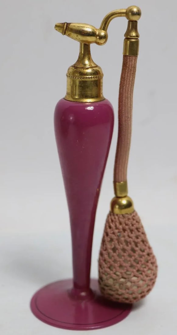 Dusky Rose Pink Art Deco Perfume Atomizer by De Vilbiss - 2