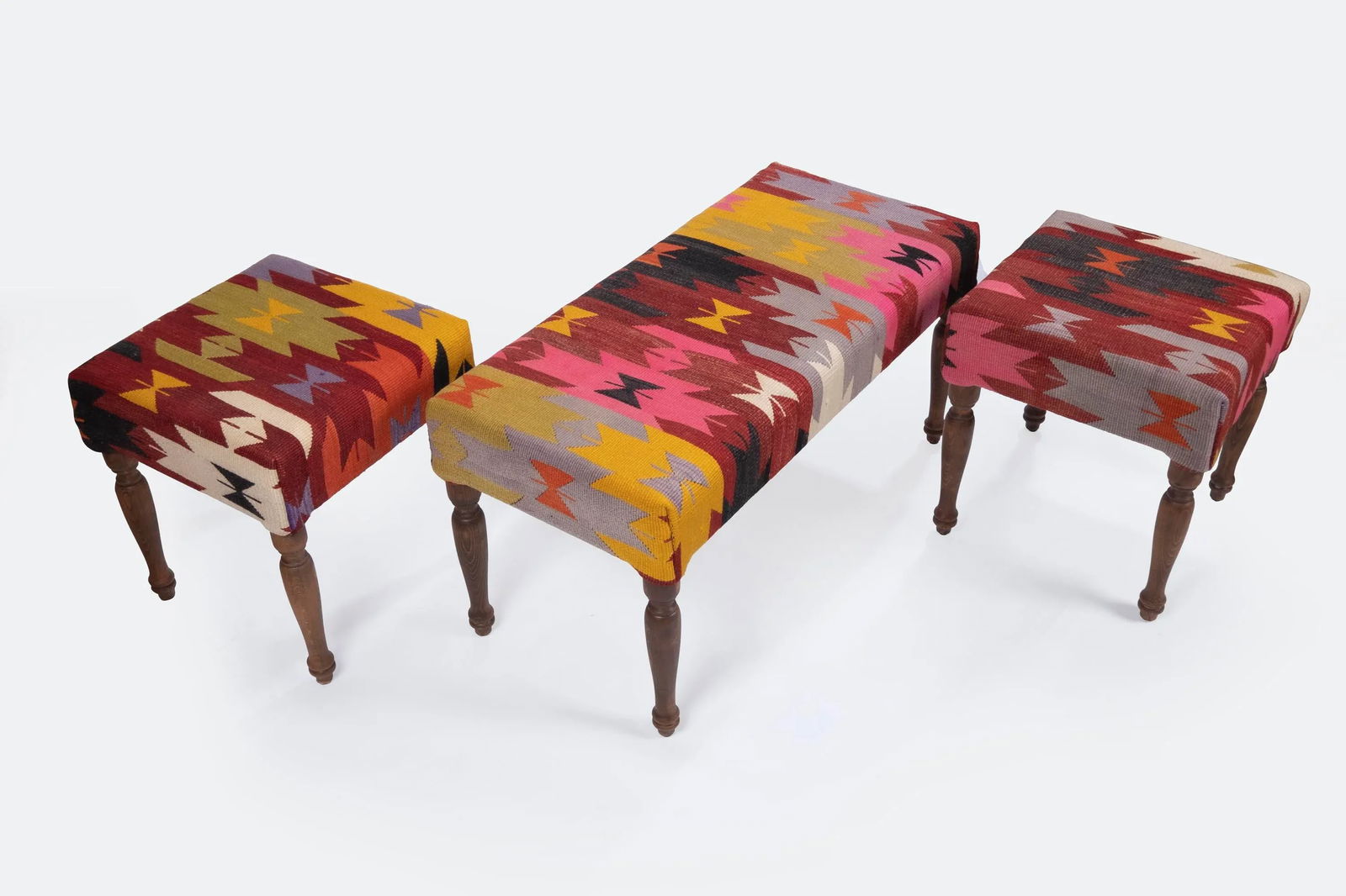 Kilim Bench Upholstered With Turkish Kilim Rug - 11