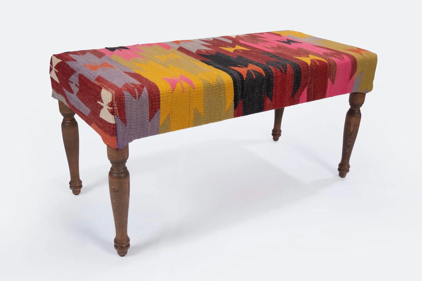 Kilim Bench Upholstered With Turkish Kilim Rug - 3
