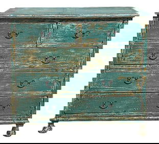 Distressed Teal Blue Green 5 Drawers Credenza Storage Sideboard Cabinet