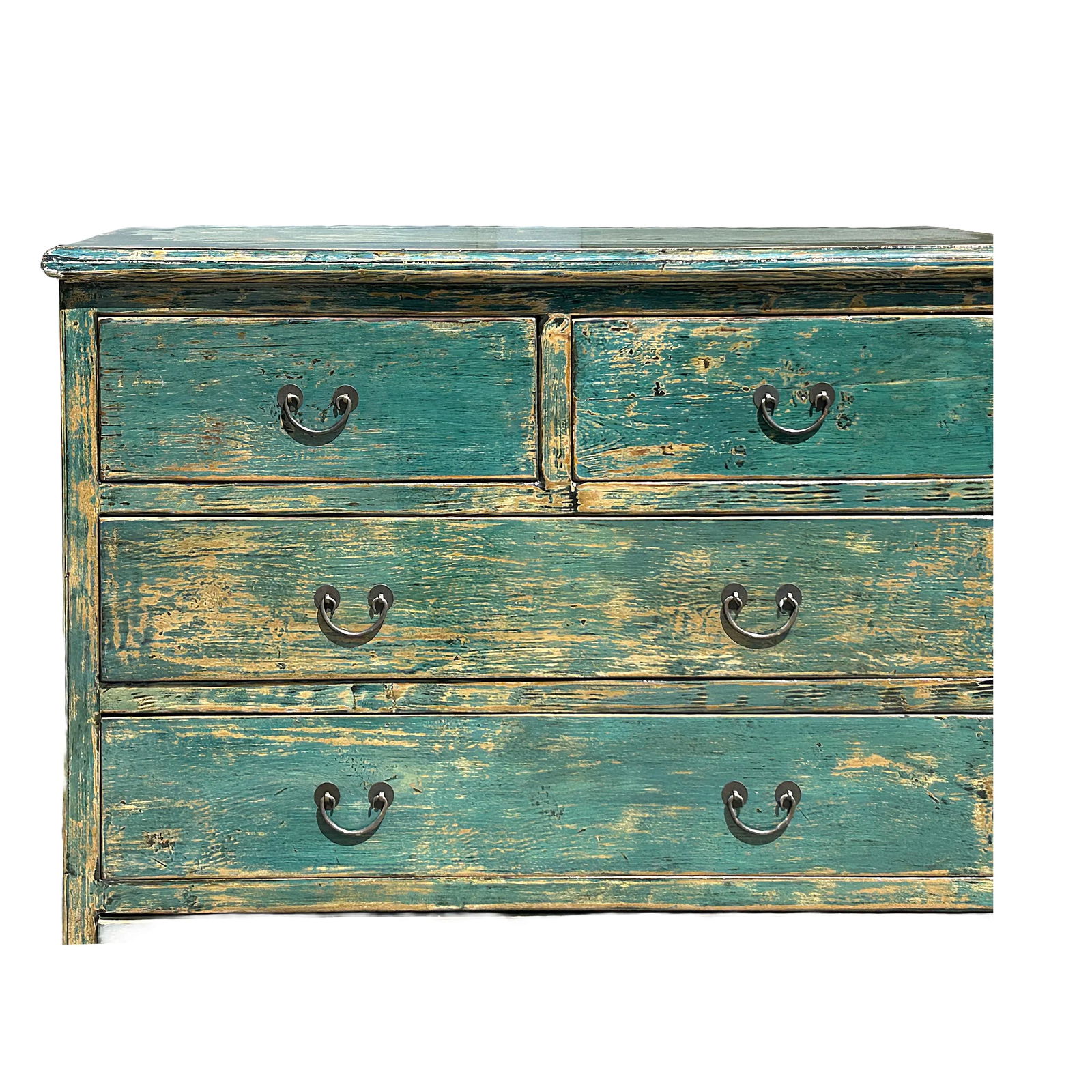 Distressed Teal Blue Green 5 Drawers Credenza Storage Sideboard Cabinet - 6