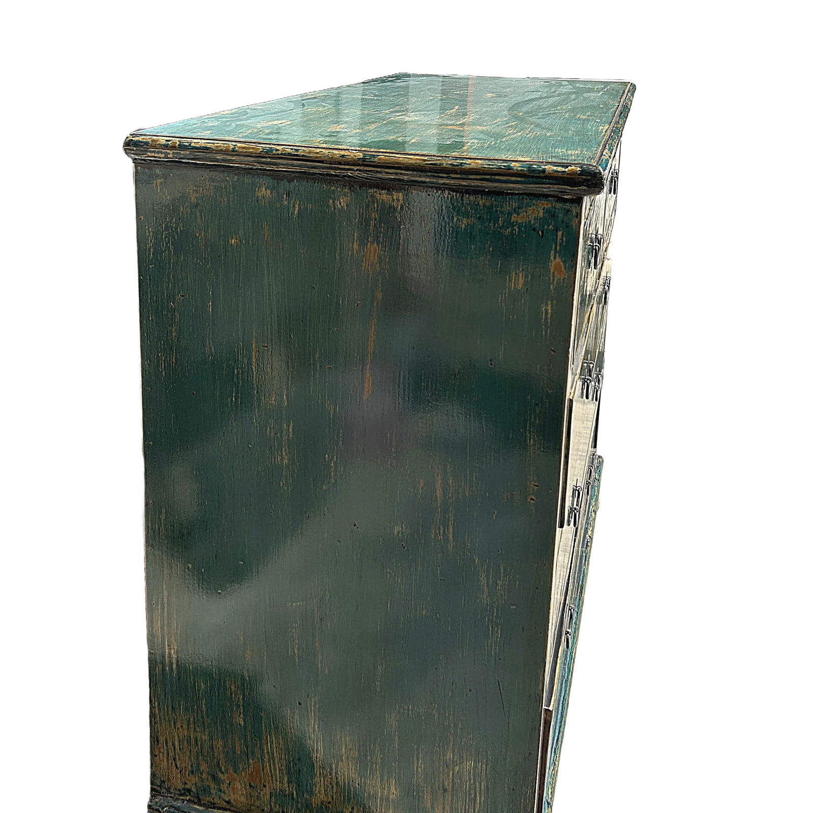 Distressed Teal Blue Green 5 Drawers Credenza Storage Sideboard Cabinet - 8