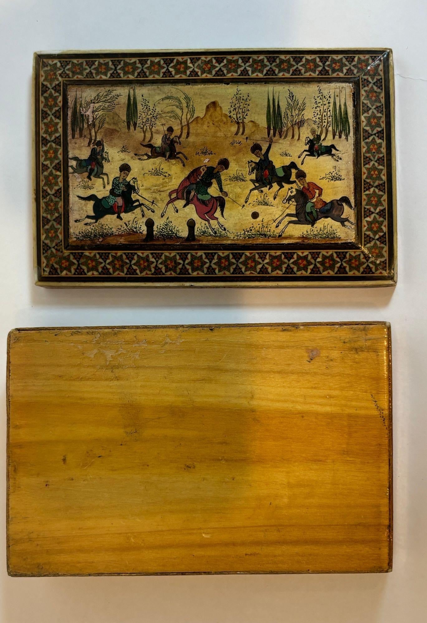 Antique Persian Khatam Micro Mosaic Inlaid Jewelry Box Circa 1940s - 10