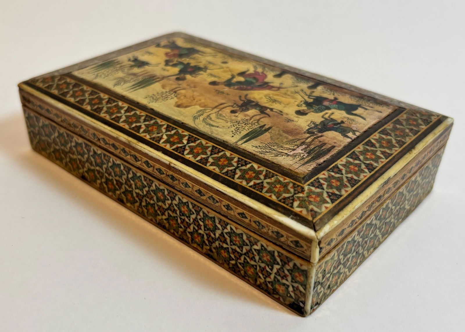 Antique Persian Khatam Micro Mosaic Inlaid Jewelry Box Circa 1940s - 11