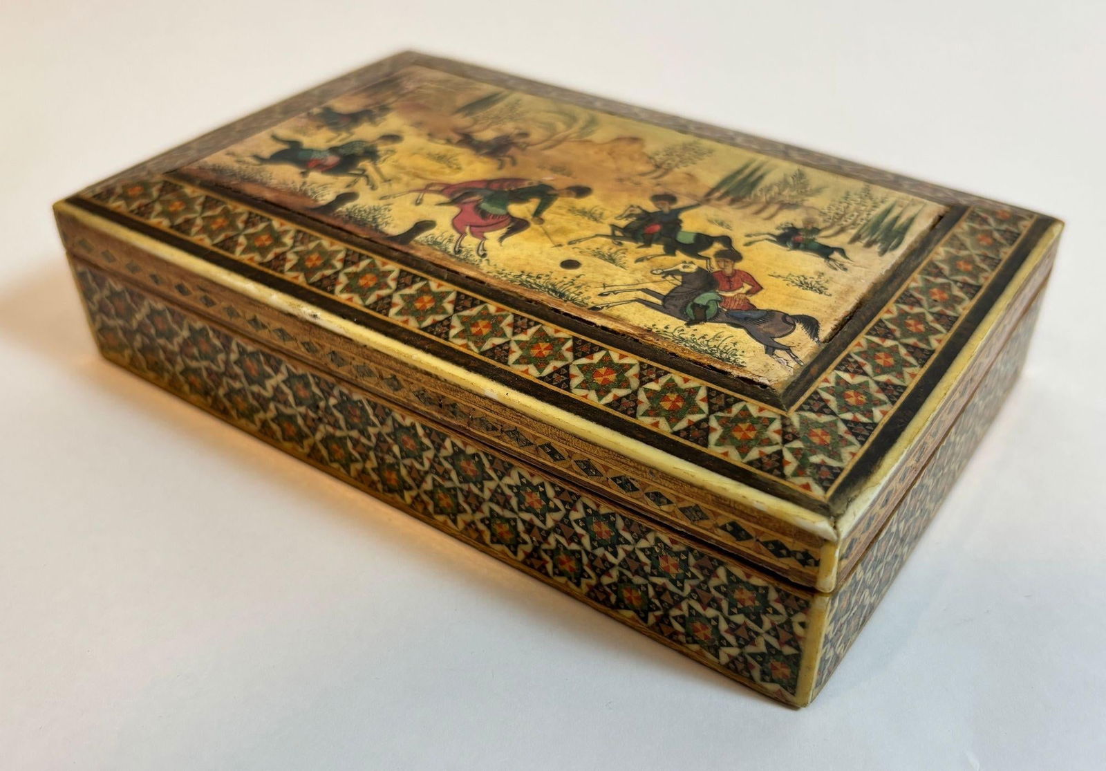 Antique Persian Khatam Micro Mosaic Inlaid Jewelry Box Circa 1940s - 2