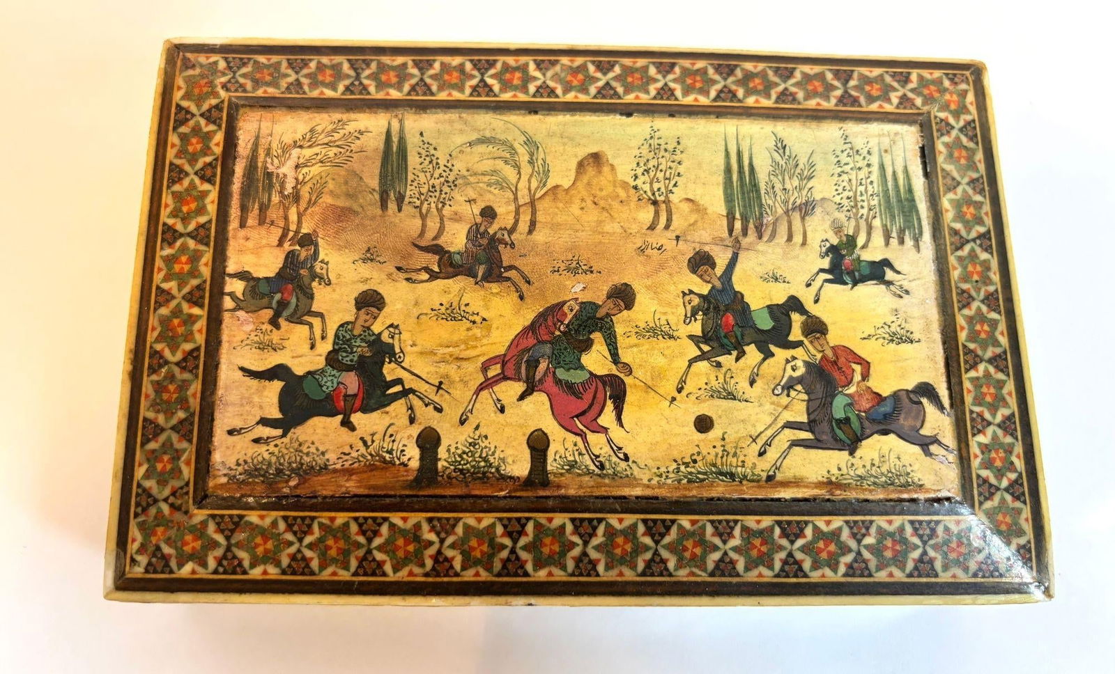 Antique Persian Khatam Micro Mosaic Inlaid Jewelry Box Circa 1940s - 6