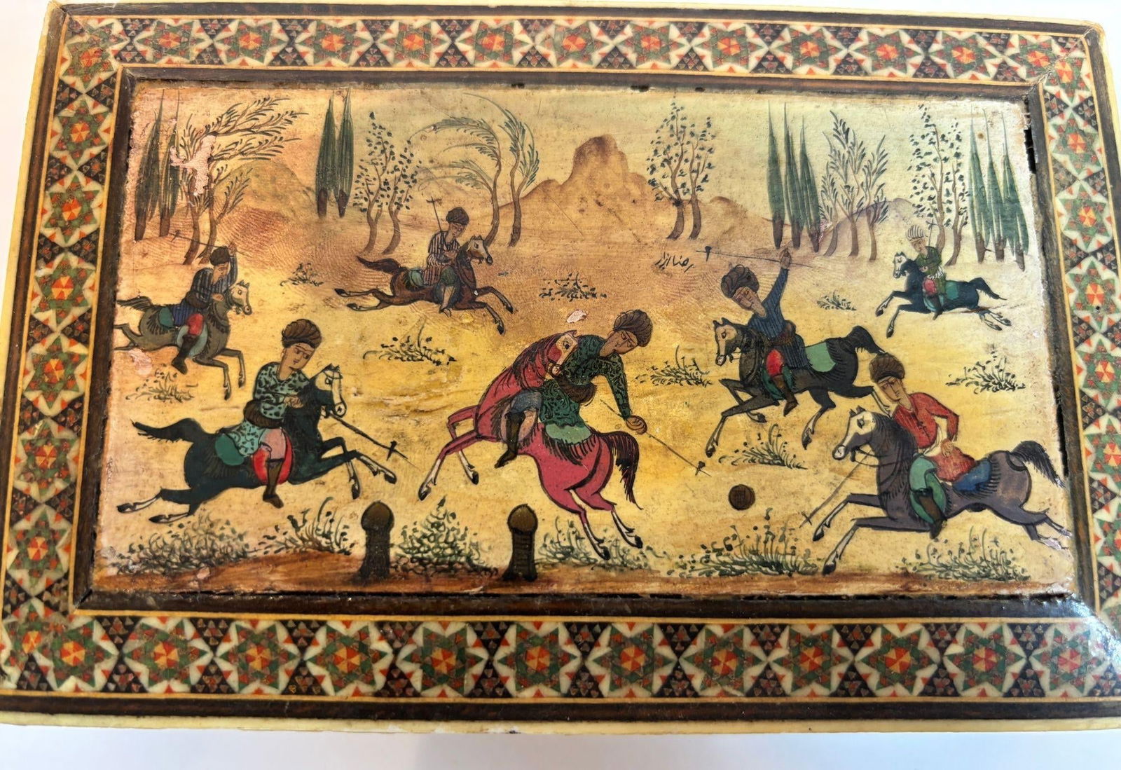 Antique Persian Khatam Micro Mosaic Inlaid Jewelry Box Circa 1940s - 7